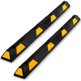 Pyle - PCRSTP14 72" Car/Truck Vehicle Driveway Parking Wheel Stop Block (2 Pack) - Black