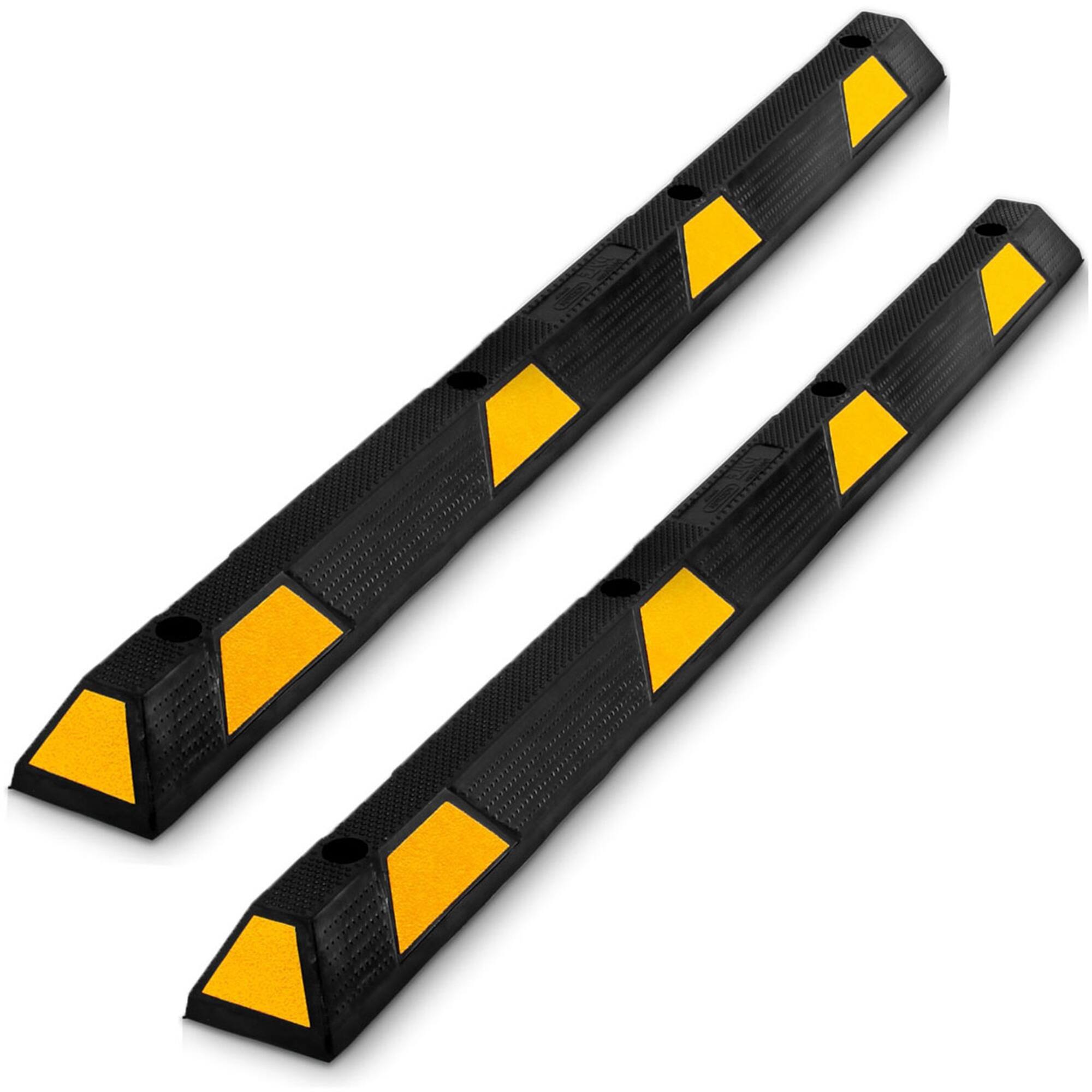 Front. Pyle - Pyle PCRSTP14 72" Car/Truck Vehicle Driveway Parking Wheel Stop Block (2 Pack) - Black.