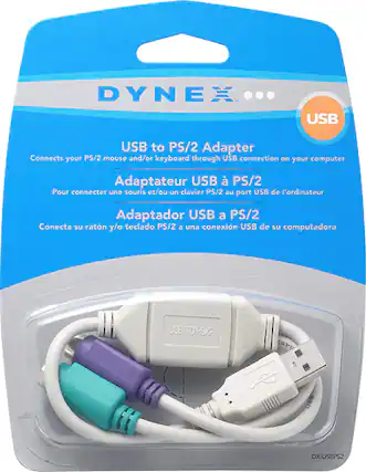 Front. Dynex™ - USB to PS/2 Adapter - White.