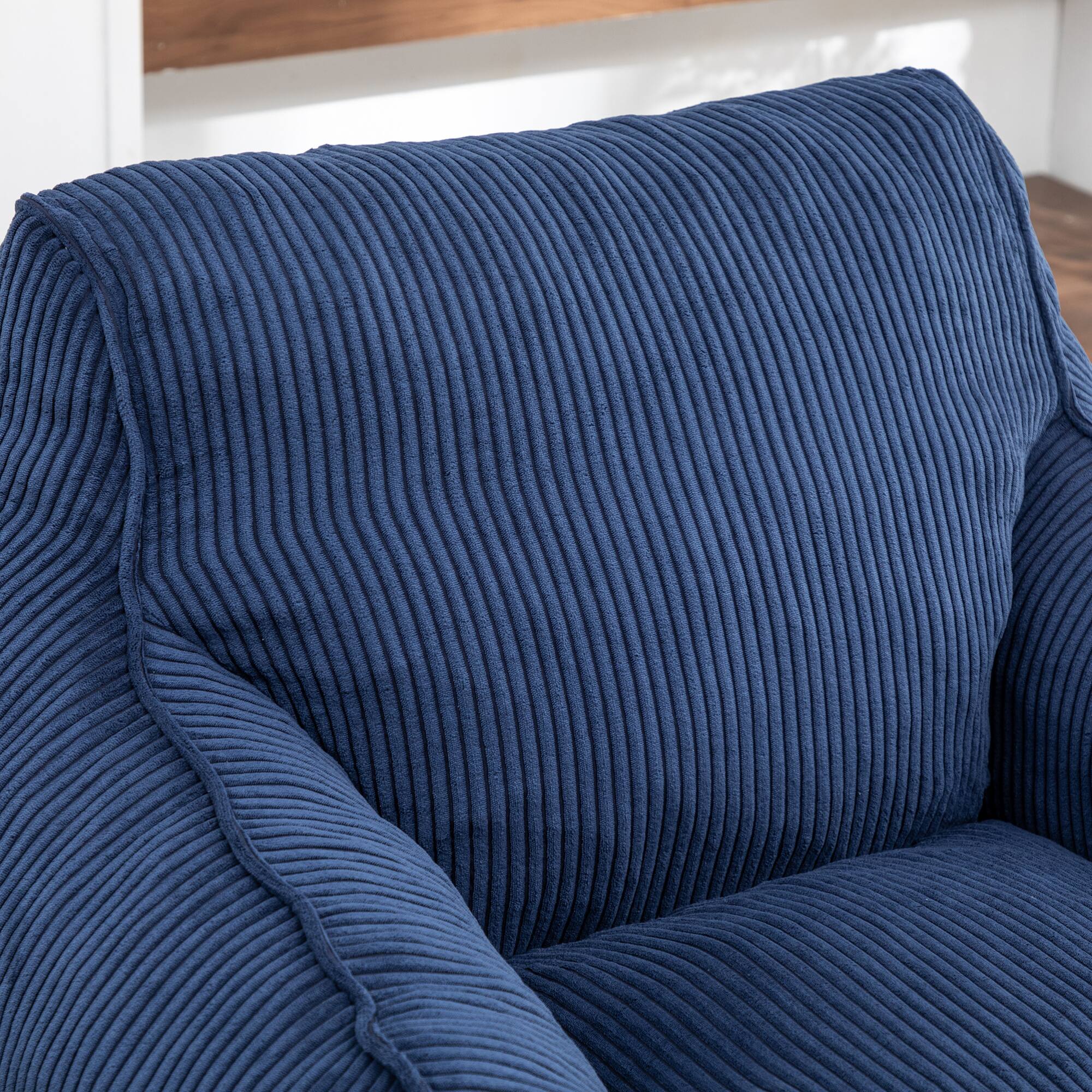 Alt View 9. GOODSILO - Large Corduroy Bean Bag Sofa Chair with Armrests and Included Filler for Living Room and Bedroom - Dark Blue.