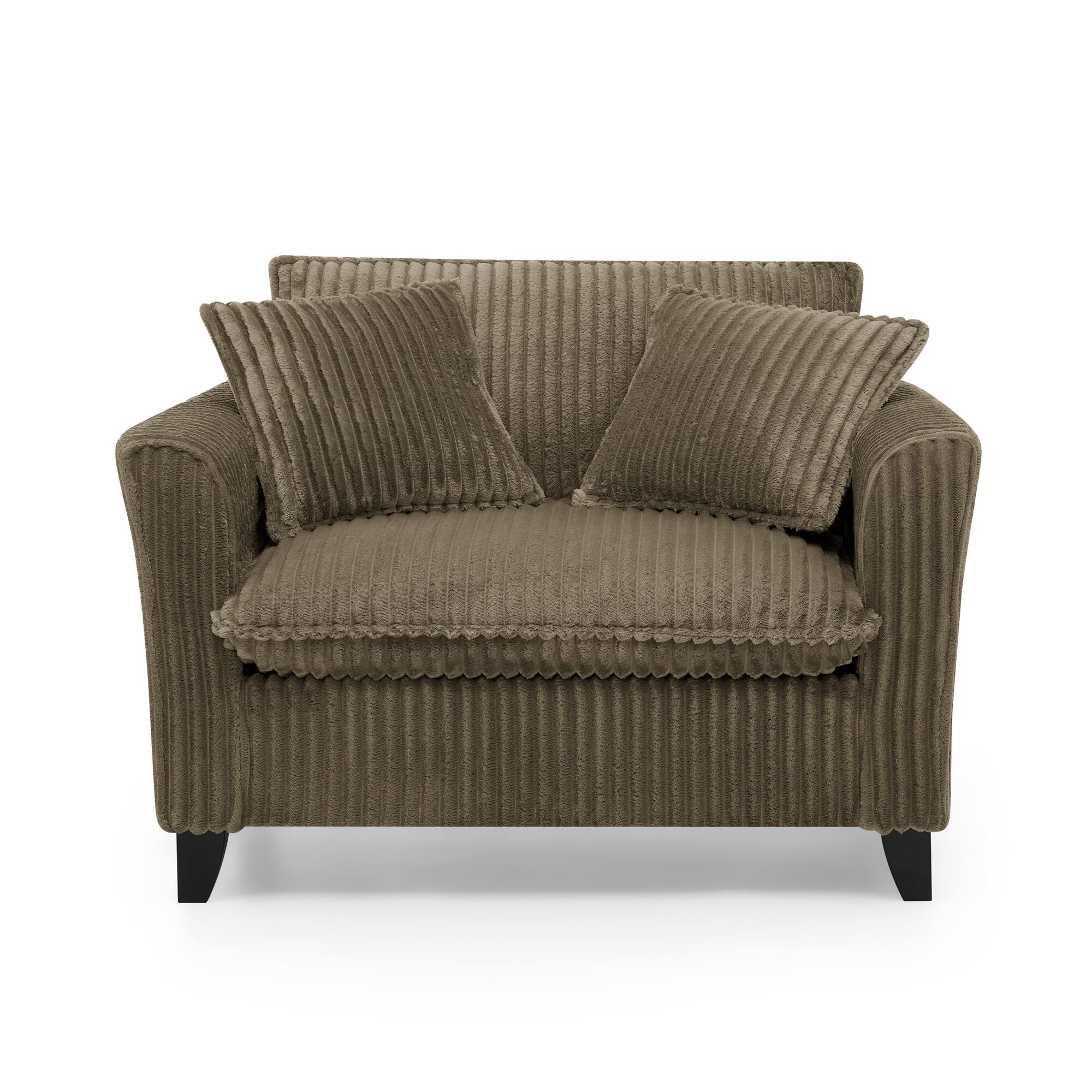 Alt View 2. Trinkets Crazed - Wide Accent Armchair with Pillows,Corduroy Oversized Single Sofa, Chair and a Half with Wide Armrest for Living Room - Brown.