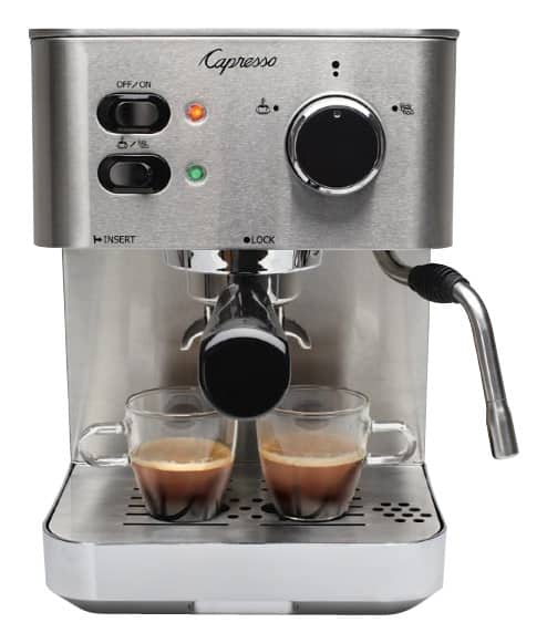 Angle. Capresso - EC PRO Espresso Machine with 15 bars of pressure and Milk Frother - Stainless Steel.