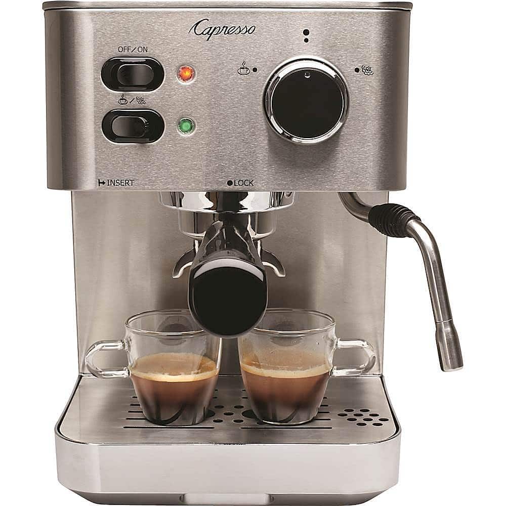Front. Capresso - EC PRO Espresso Machine with 15 bars of pressure and Milk Frother - Stainless Steel.