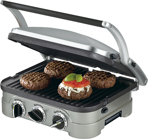 Best Buy: Cuisinart Griddler Stainless Steel 4-in-1 Grill/Griddle and  Panini Press Brushed Stainless-Steel/Black GR-4N