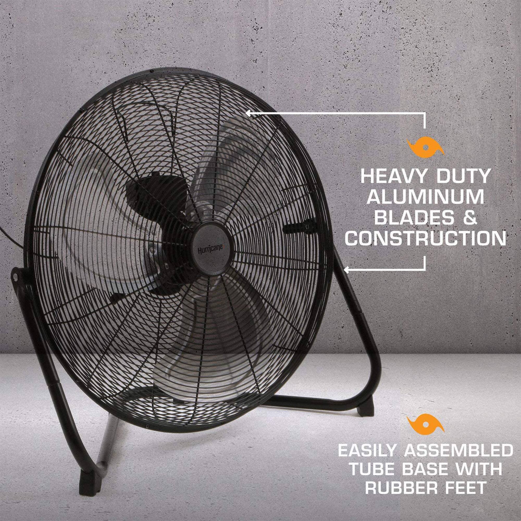 Hurricane HEAVY DUTY ALUMINUM BLADES & CONSTRUCTION EASILY ASSEMBLED TUBE BASE WITH RUBBER FEET