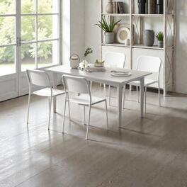 Hivvago - Four Modern Metal-Leg Dining Chairs with Ergonomic Tilted Back Design - White