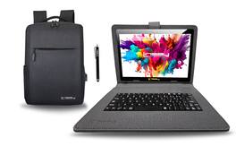 LINSAY - 10.1" Octa Core 128GB Storage Android 15 with Designer Cloth Keyboard Case and Stylish Backpack and Pen Stylus - Black