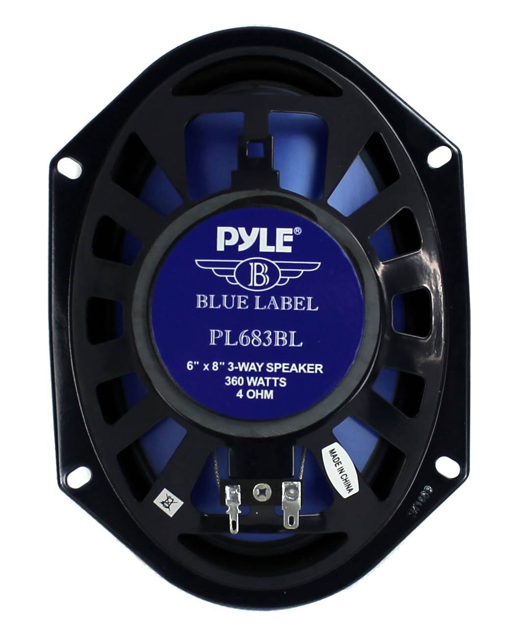 PYLE BLUE LABEL PL683BL 6" x 8" 3-WAY SPEAKER 360 WATTS 4 OHM MADE IN CHINA