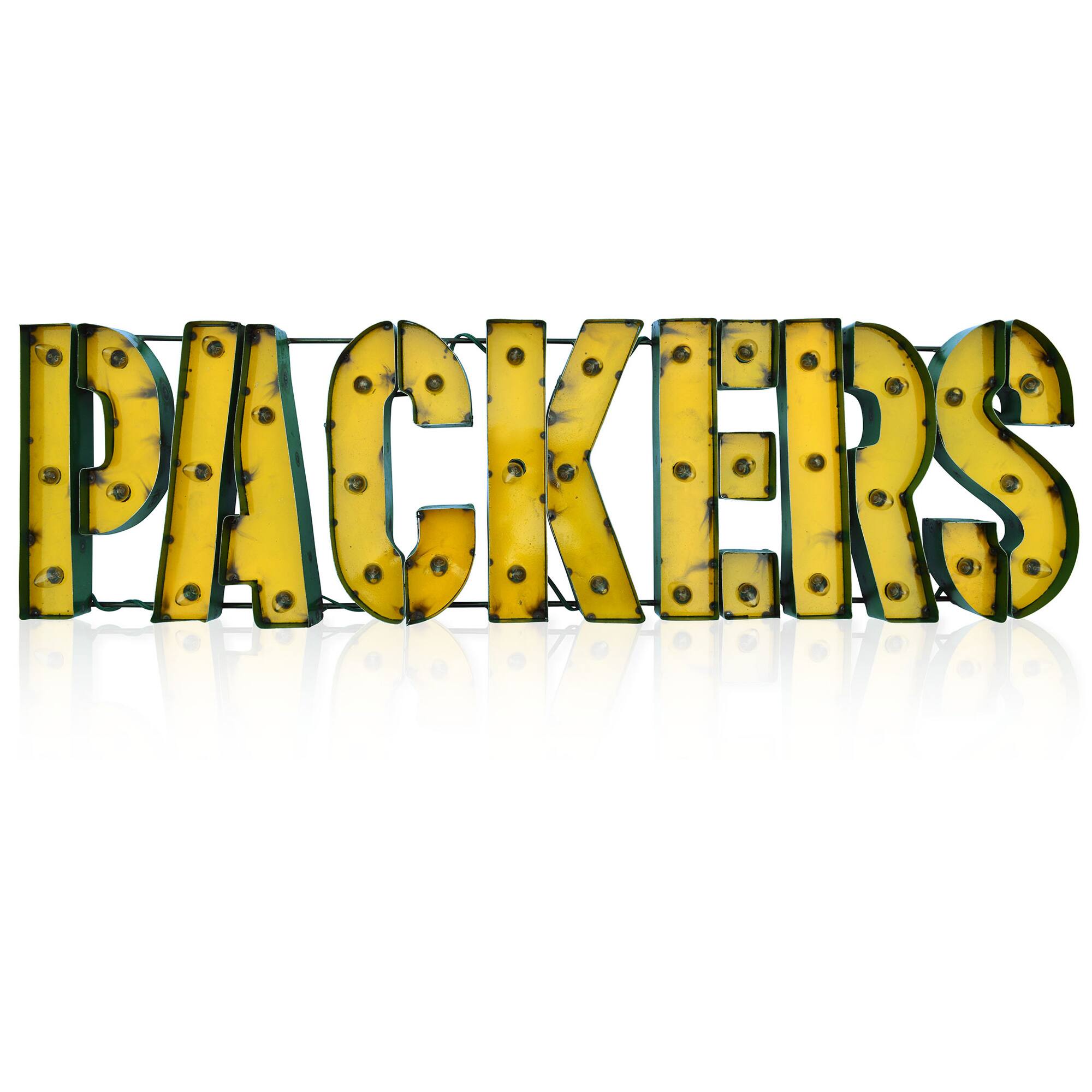 Green Bay Packers 46.25'' x 13'' Lighted Recycled Metal Sign