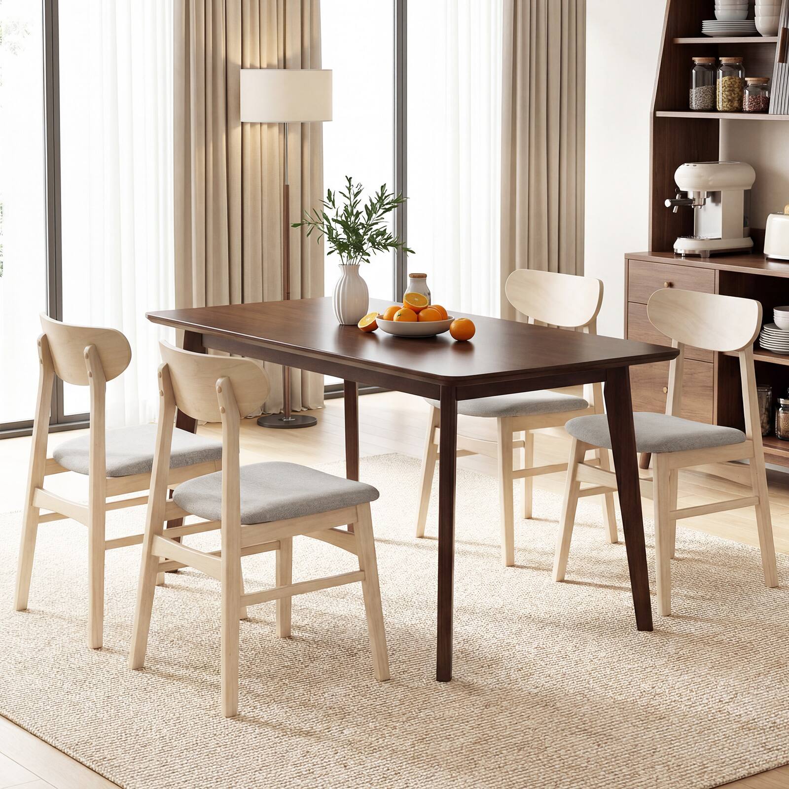 Alt View 1. Gymax - Gymax 4PCS Dining Chair Fabric Upholstered Kitchen Armless Chairs w/Rubber Wood Legs - Yellow.