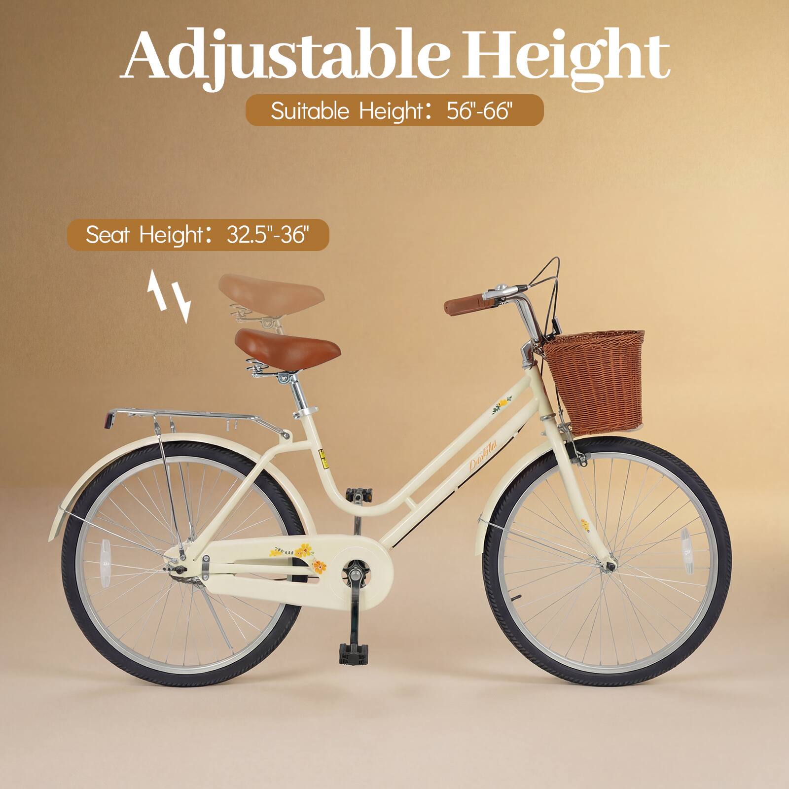 Adjustable Height  
Suitable Height: 56"-66"  
Seat Height: 32.5"-36"