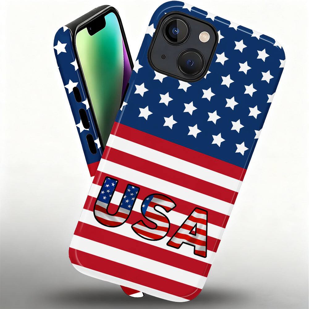 Alt View 1. BUBM - Smartphone Case for iPhone - 2-Layer Durable Smartphone Protection Case - USA Flag - USA Flag for iPhone 15 Plus.