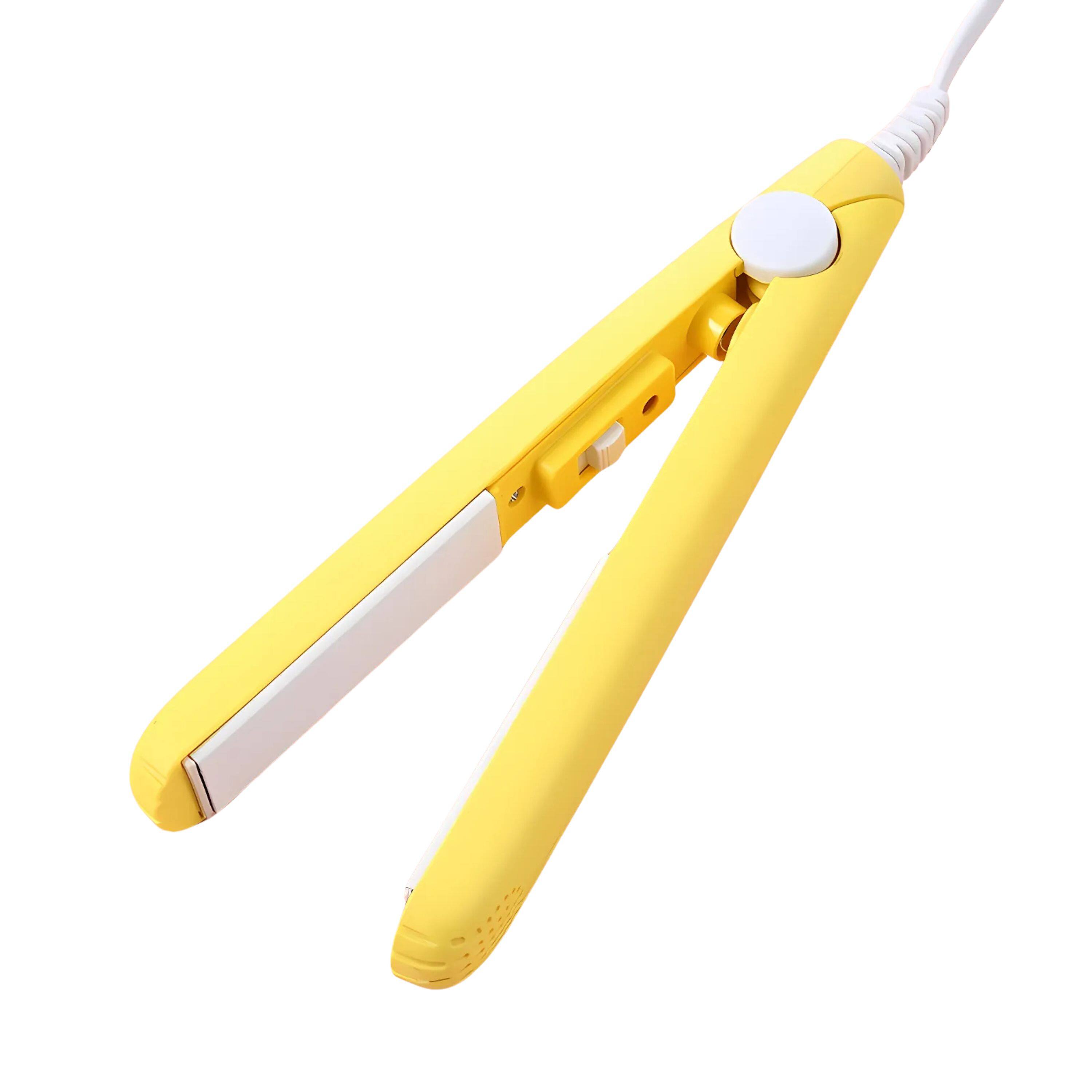 Kitcheniva - Mini Portable Hair Iron Straightener Curler Ceramic - Yellow