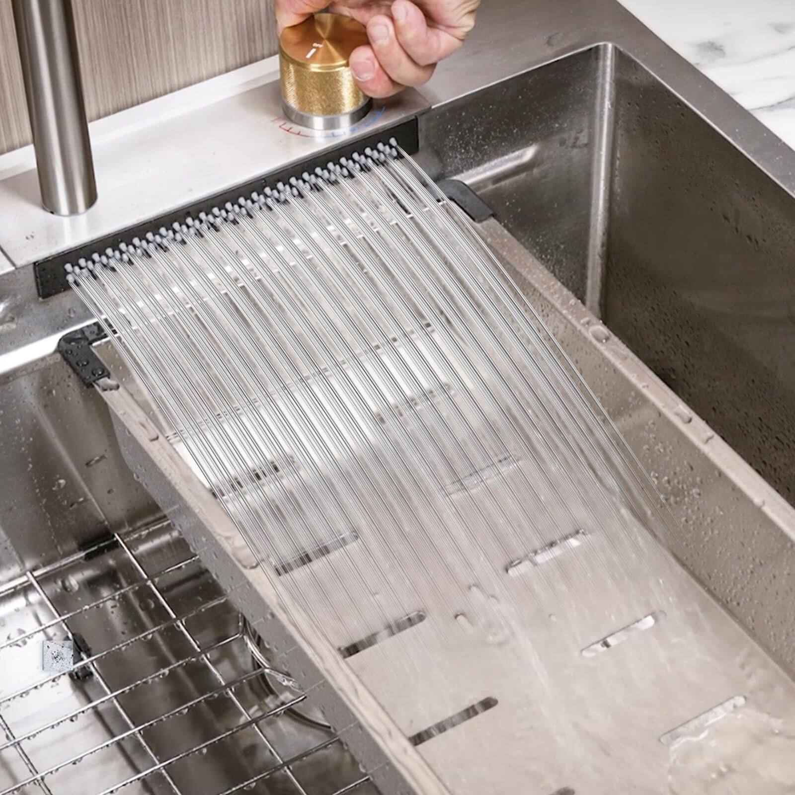 Angle. GARVEE - 30 Inch Waterfall Kitchen Sink Set, Brushed Nickel 16-Gauge Stainless Steel Single Bowl w/Accessories - Silver.