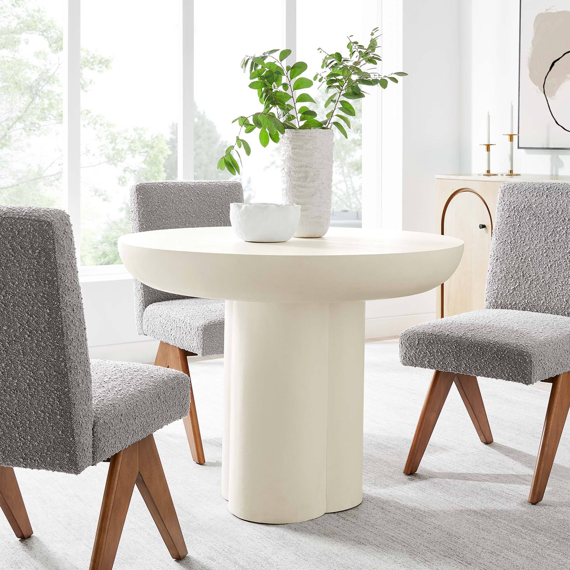 Alt View 2. Modway - Caspian 40" Round Concrete Dining Table by Modway - White.