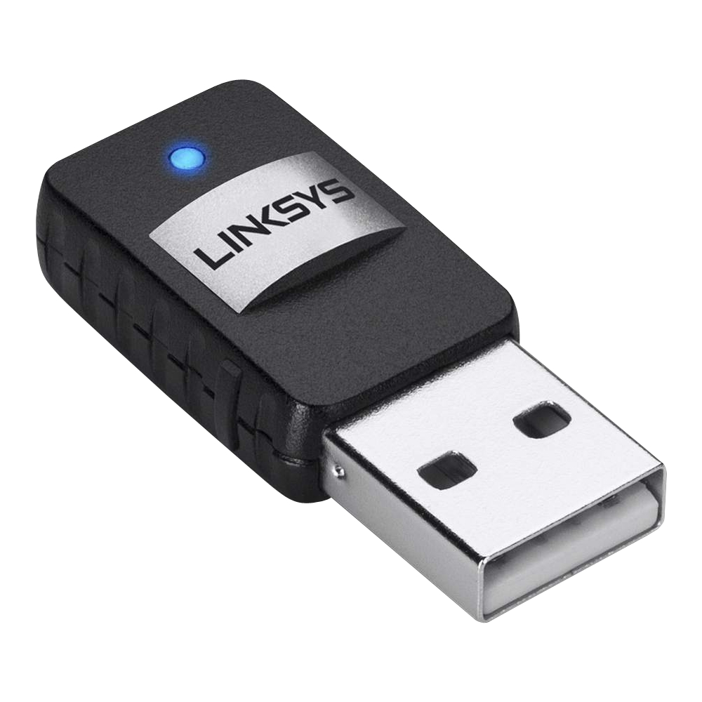 Angle View: Linksys - Dual-Band AC USB Network Adapter - Black