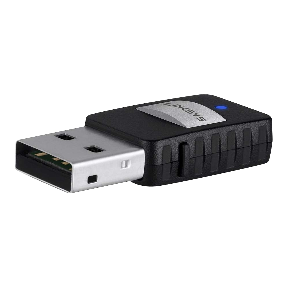 Left View: Linksys - AC Dual-Band USB Adapter - Black