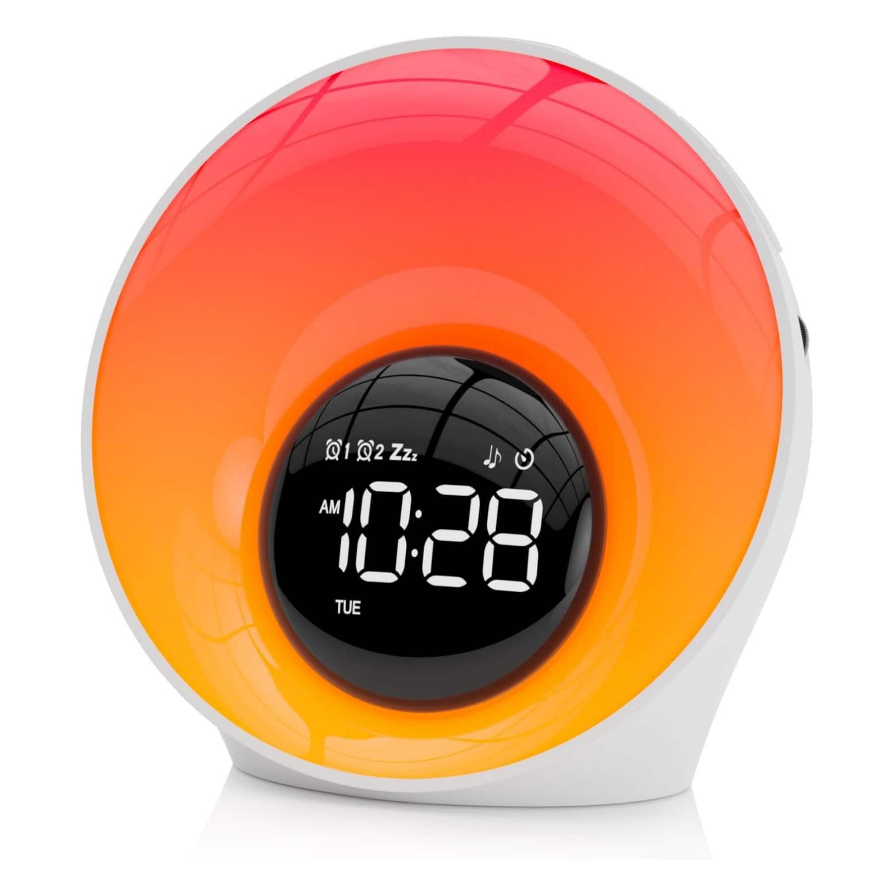 Dazzed Corner - Sunrise Alarm Clock with Noise, 14 Colors, Dual Alarms & Timer - White