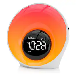 Dazzed Corner - Sunrise Alarm Clock with Noise, 14 Colors, Dual Alarms & Timer - White