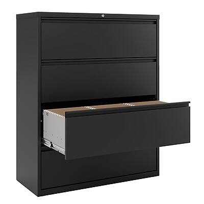 Alt View 4. Staples - 4-Drawer Lateral File Cabinet, Letter/Legal Size, Lockable, 52.36"H x 42"W x 18.62"D - Black.