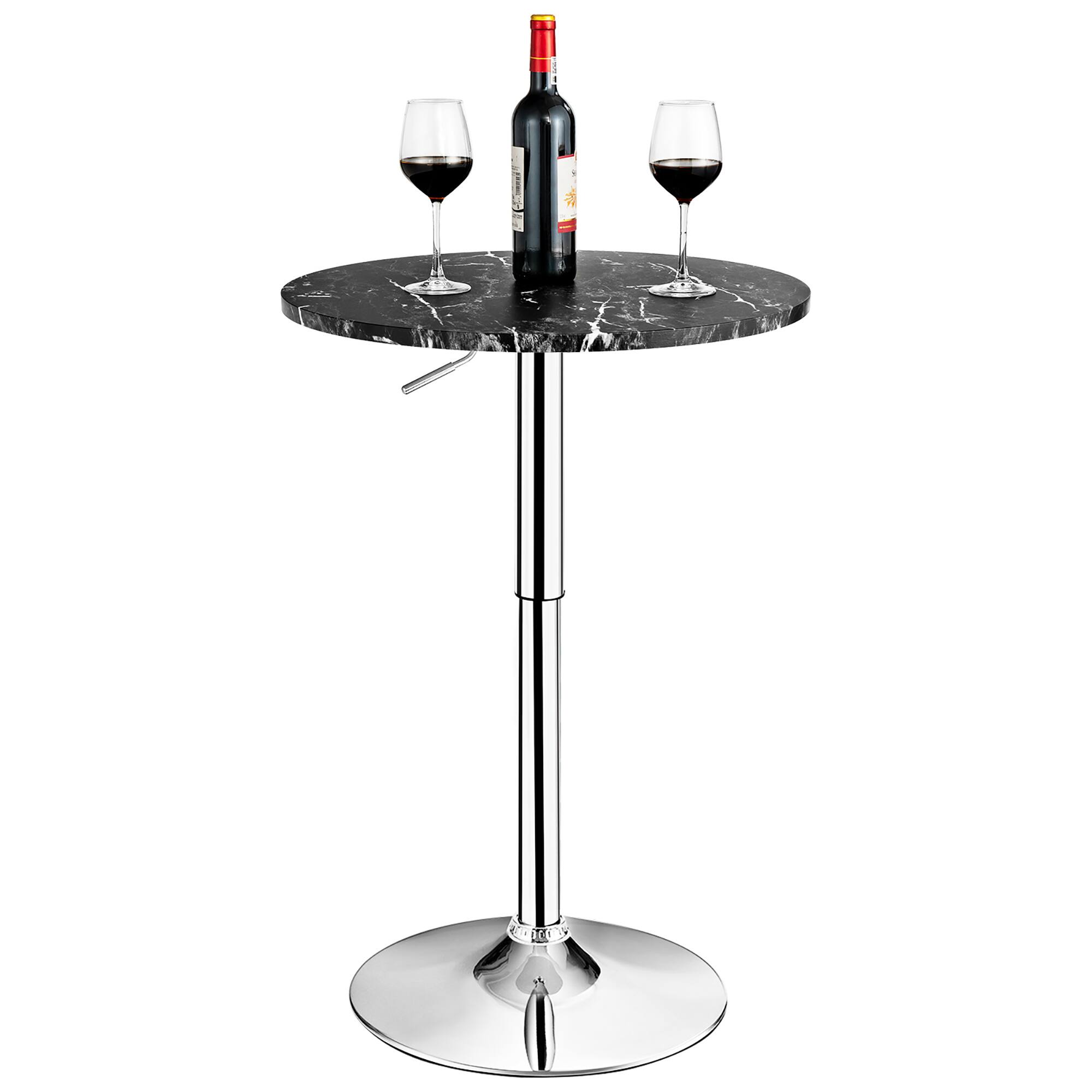 Alt View 1. Costway - 4PCS Round Bistro Bar Table Height Adjustable 360-degree Swivel - Black.