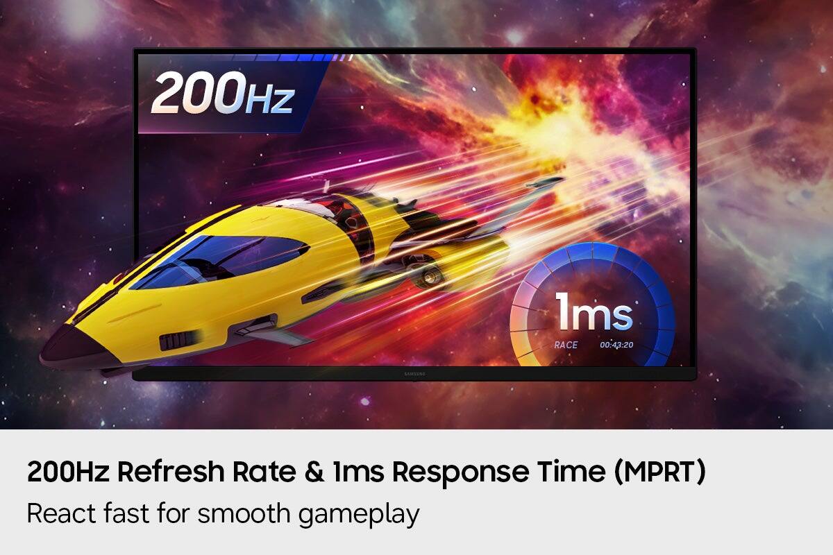 200Hz  
1ms RACE 00:43:20  
200Hz Refresh Rate & 1ms Response Time (MPRT)  
React fast for smooth gameplay