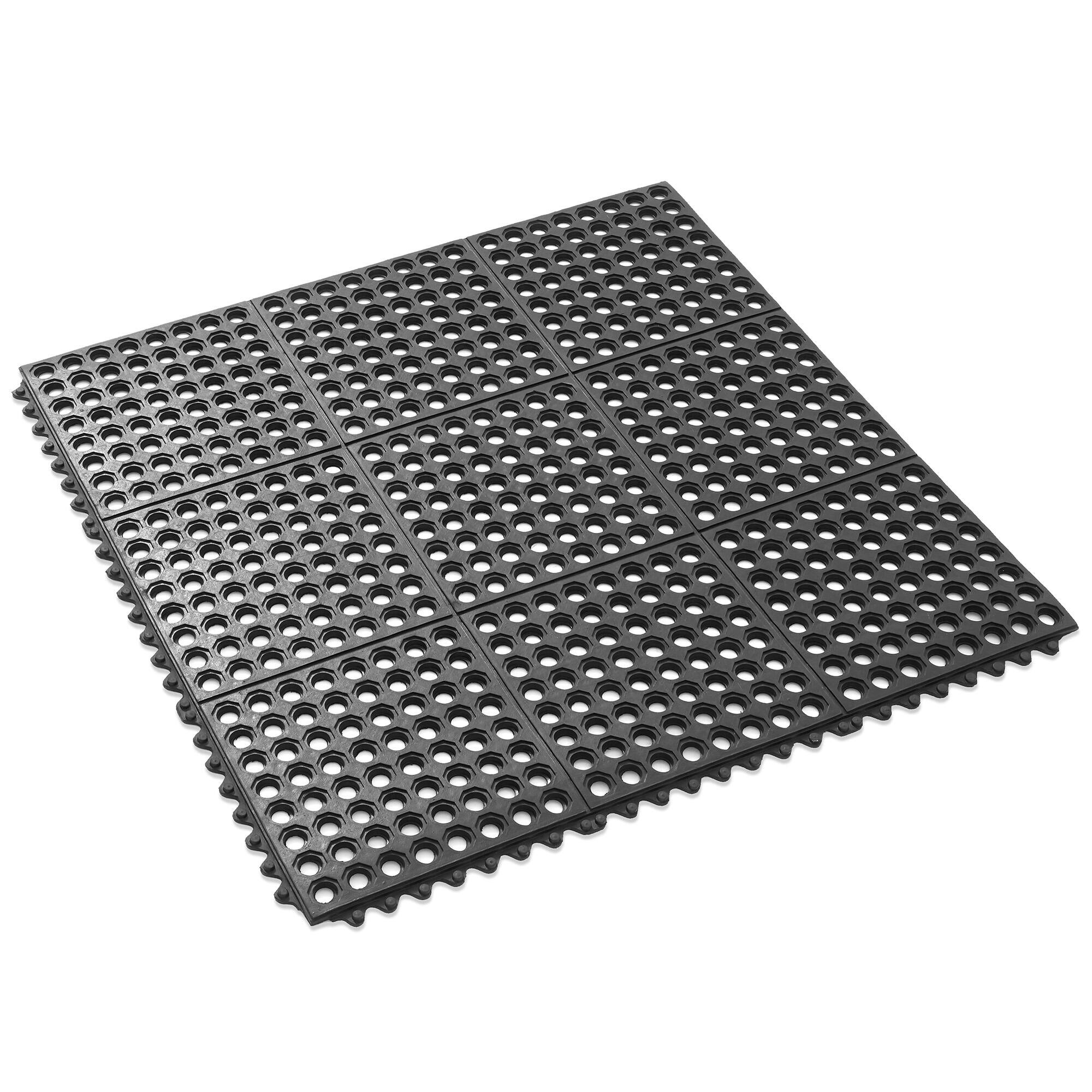 Front. GRIDMANN - Restaurant Floor Mats - Anti-Fatigue Non-Slip Rubber Drainage Mats - Black.