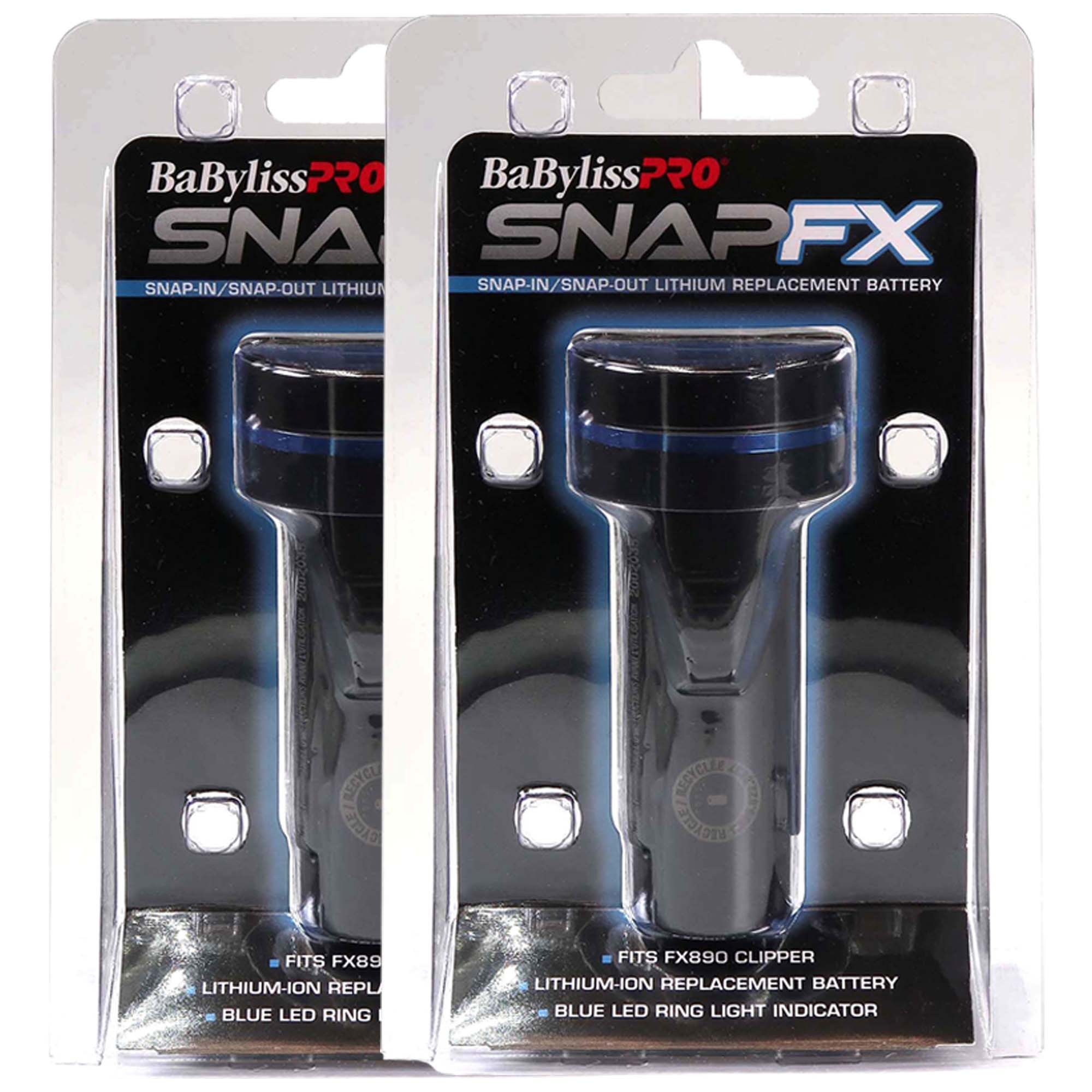 BaByliss Pro SNAPFX  
SNAP-IN/SNAP-OUT LITHIUM REPLACEMENT BATTERY  
FITS FX890 CLIPPER  
LITHIUM-ION REPLACEMENT BATTERY  
BLUE LED RING LIGHT INDICATOR