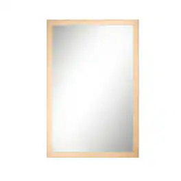 Boyel Living - 36 in W x 24 in L Dark Wood Grain Rectangular Slanted Edge Aluminum Framed Wall Bathroom Vanity Mirror