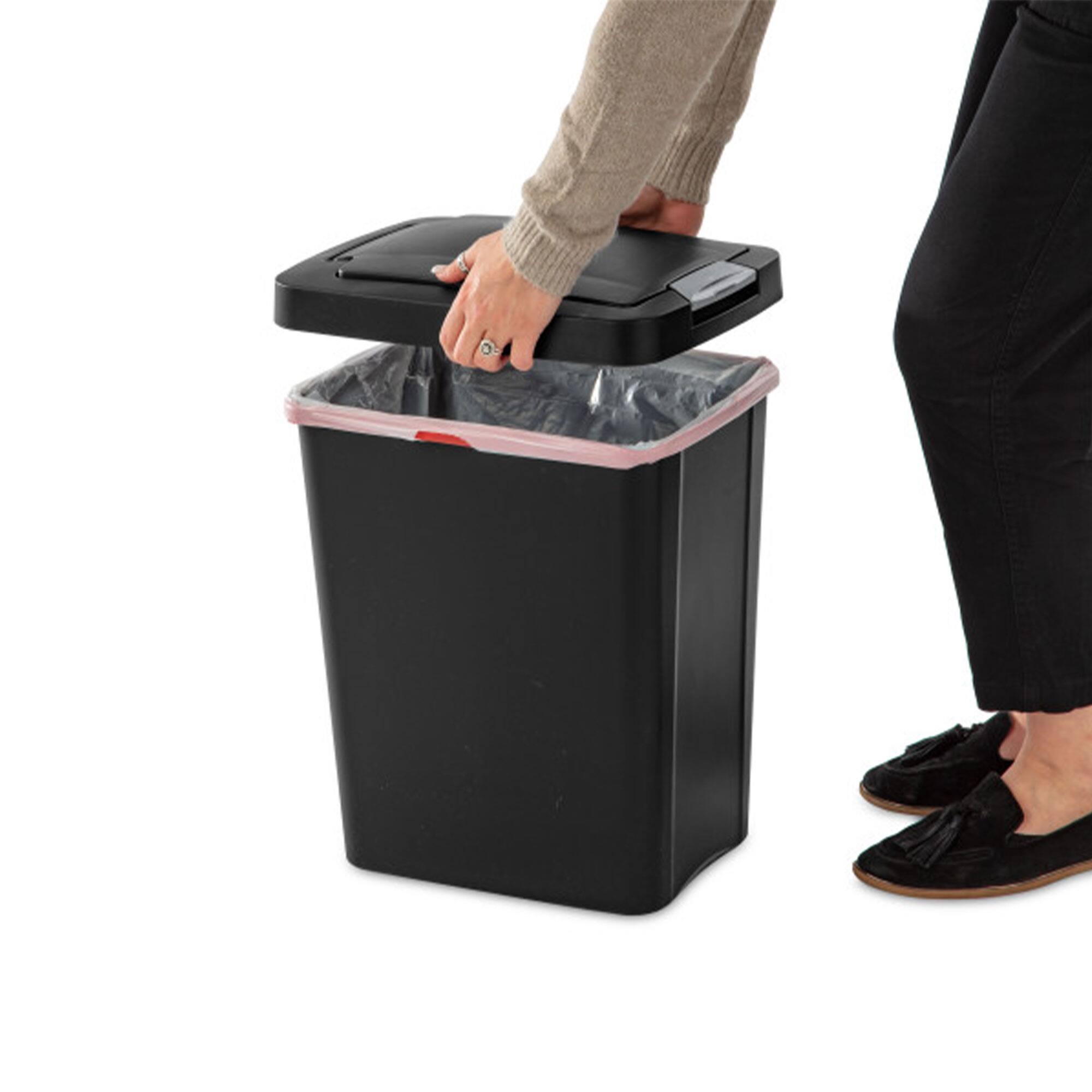 Alt View 5. Sterilite - Sterilite 7.5 Gallon TouchTop Wastebasket Trash Can with Latch, 4 Pack, Black - Black.