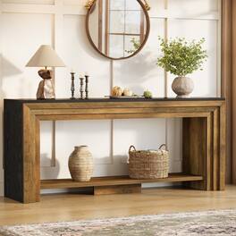 Tribesigns - Console Table with Engineered Wood Construction and Storage Shelves for Entryway and Living Room - Brown