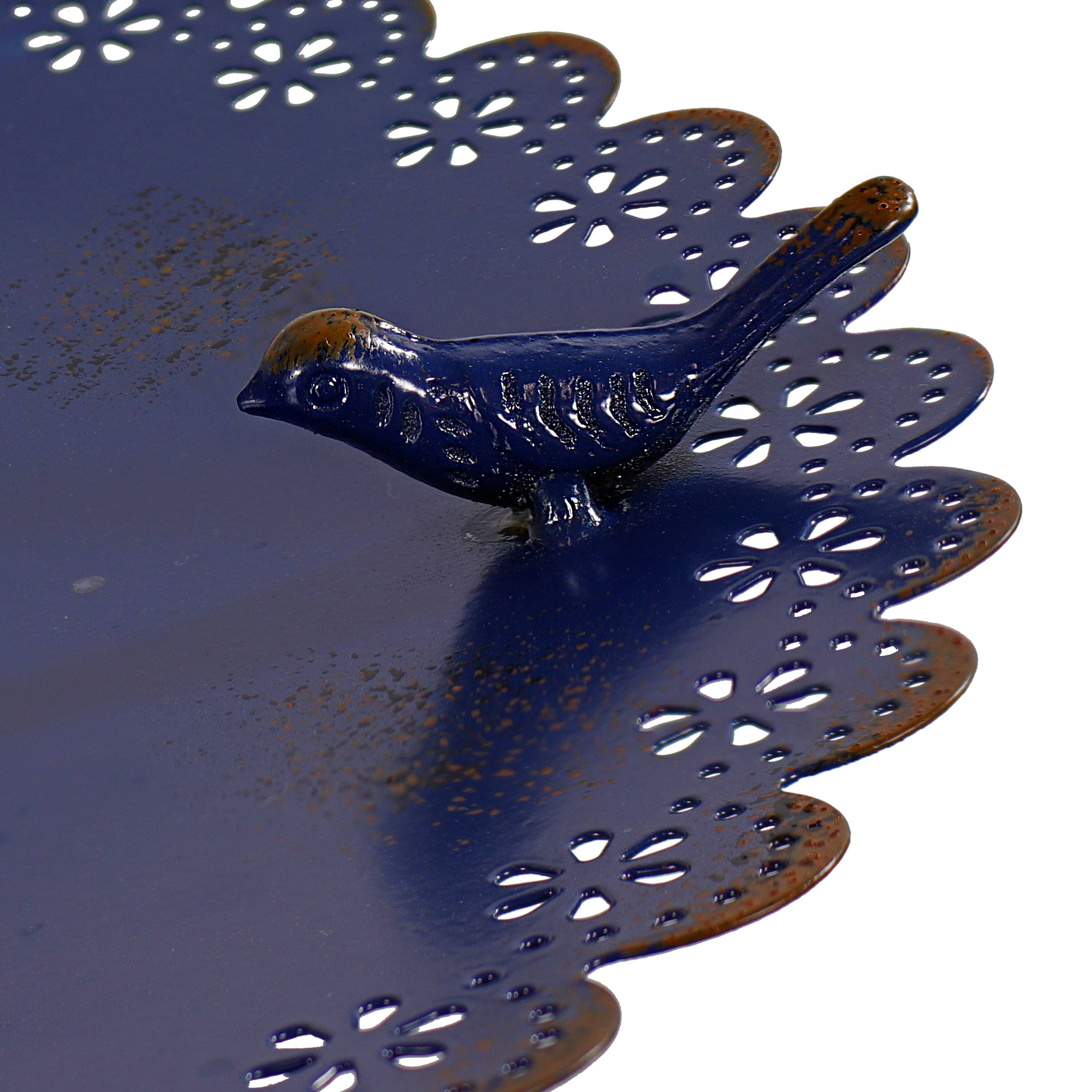 Alt View 7. Sunnydaze - Feathered Friends Iron Pedestal Bird Feeder - 26" H - Blue.