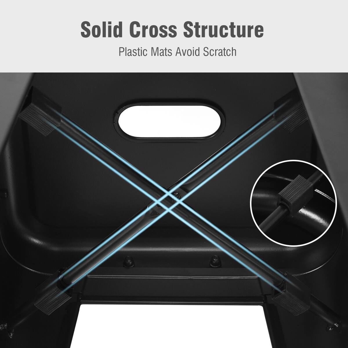 Solid Cross Structure  
Plastic Mats Avoid Scratch