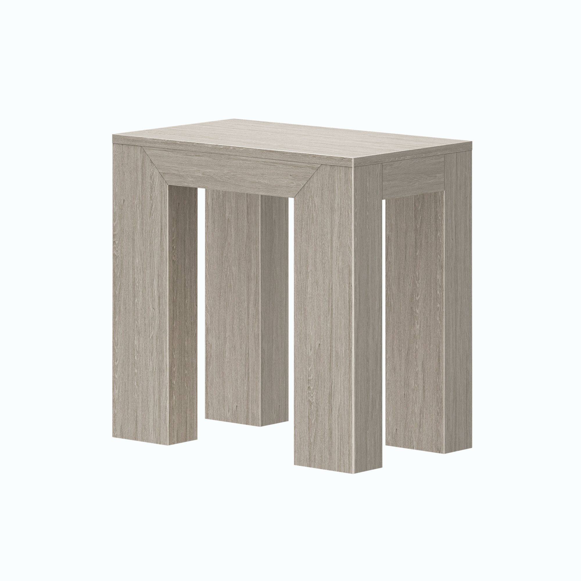 Alt View 1. Plank+Beam - Modern Rectangular Side Table (25in x 15in / 630mm x 375mm), Seashell Wirebrush - Seashell Wirebrush.