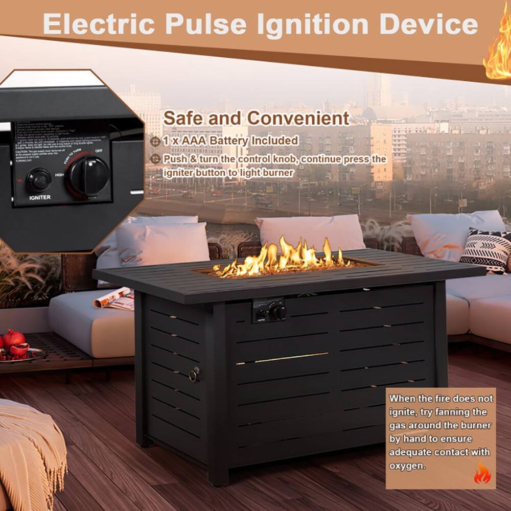 Electric Pulse Ignition Device

Safe and Convenient

- 1 x AAA Battery Included
- Push & turn the control knob, continue press the igniter button to light burner

When the fire does not ignite, try fanning the gas around the burner by hand to ensure adequate contact with oxygen.