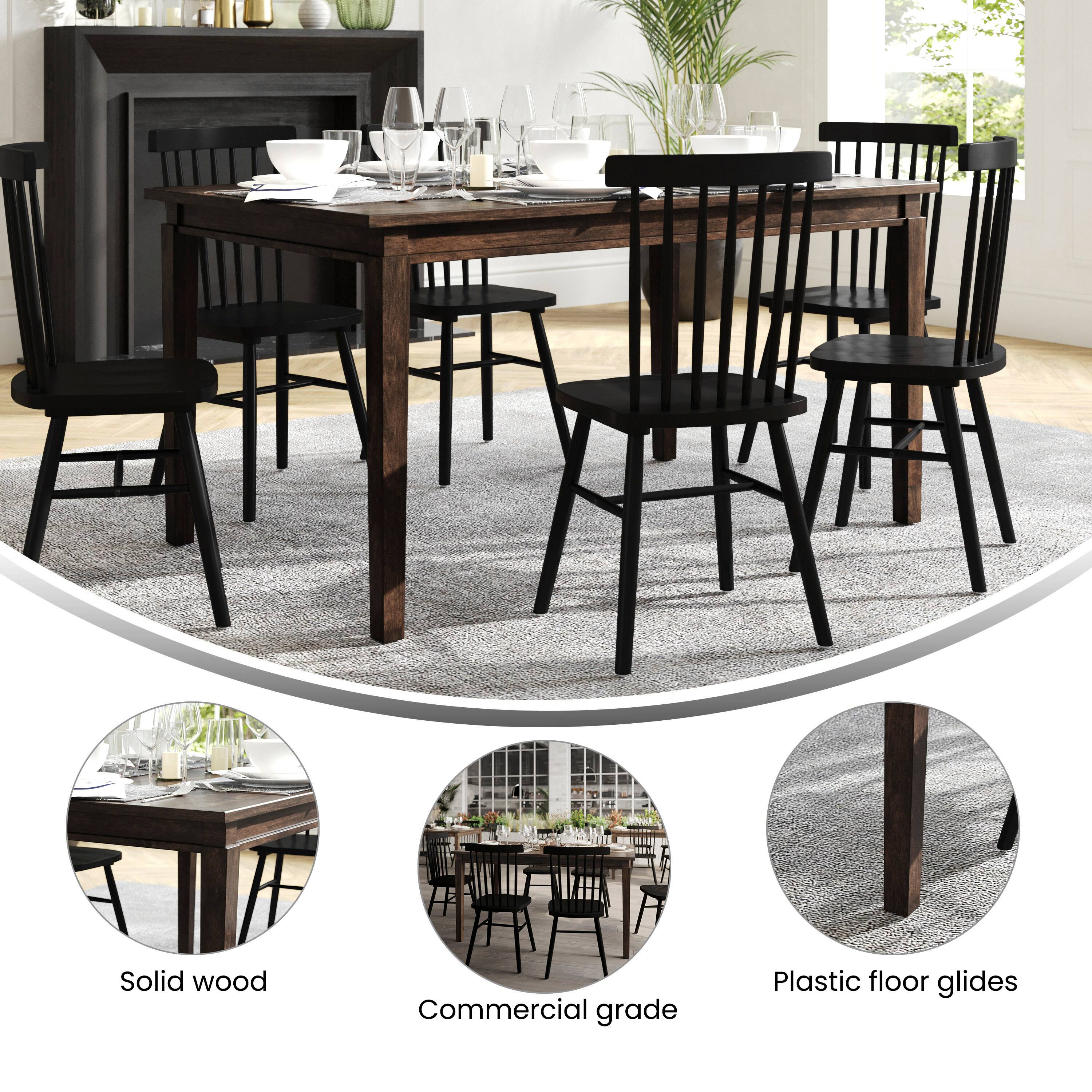 Solid wood  
Commercial grade  
Plastic floor glides