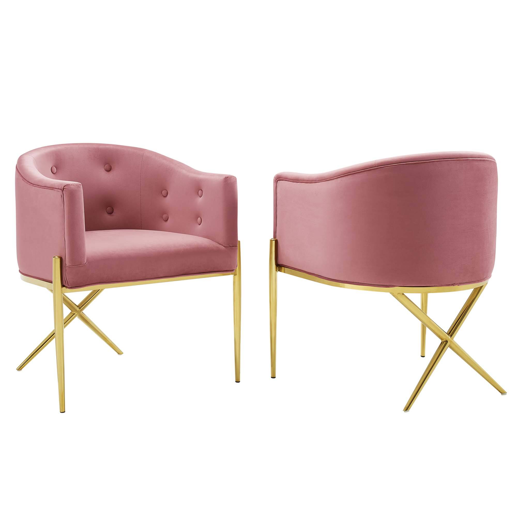 Angle. Modway - Savour Performance Velvet Accent Dining Armchair Set of 2 by Modway - Dusty Rose.