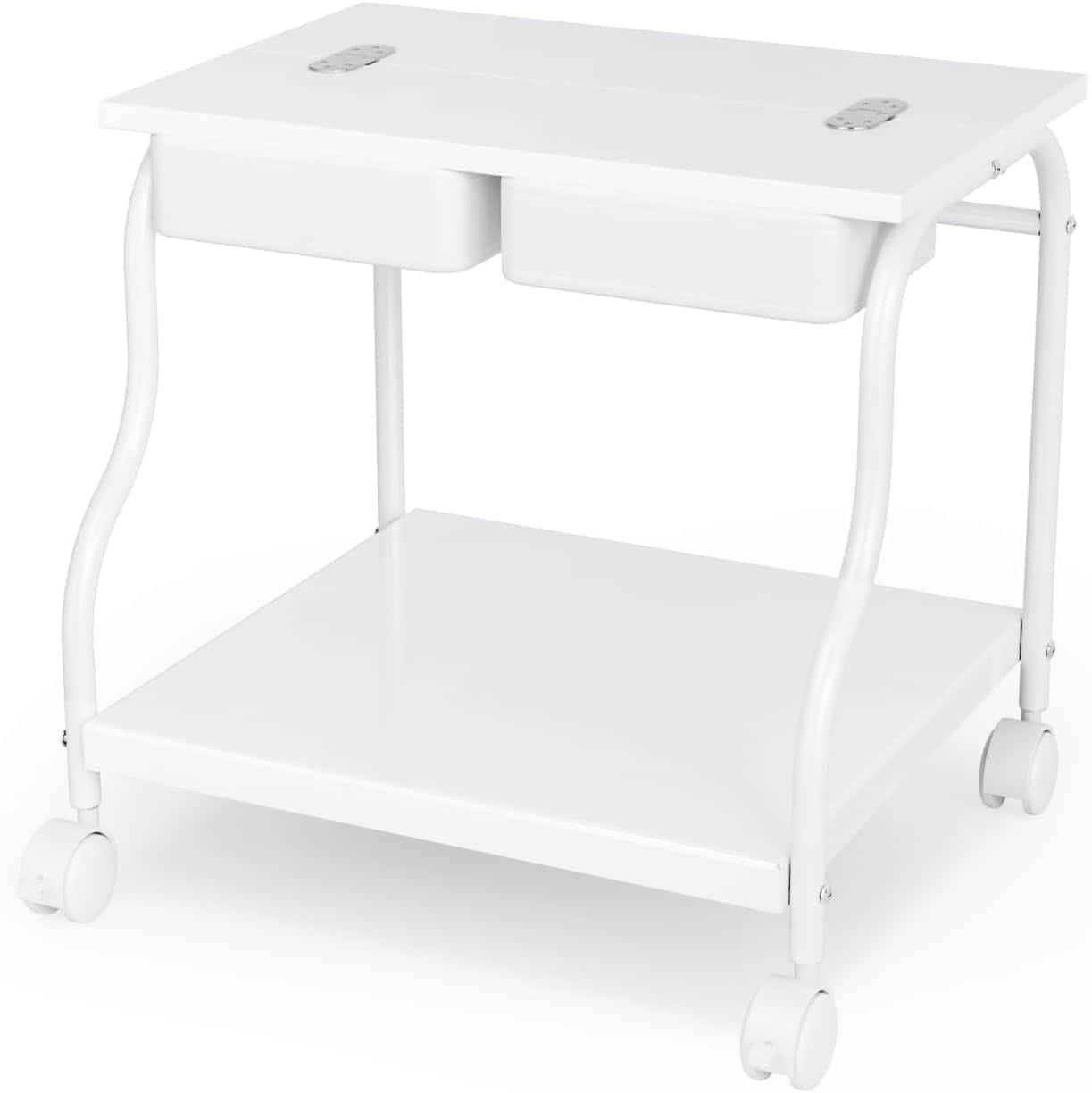 Winado - Pedicure Cart Foot Bath Trolley, Portable Salon Rolling Cart, Adjustable Manicure & Foot Massage Stool with PU Cushion - White