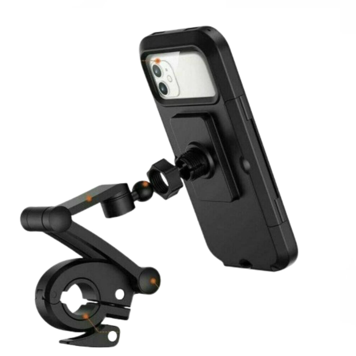 Back. Stock Preferred - Motorcycle Bike Handlebar Phone Mount Holder with Waterproof Case - Black.