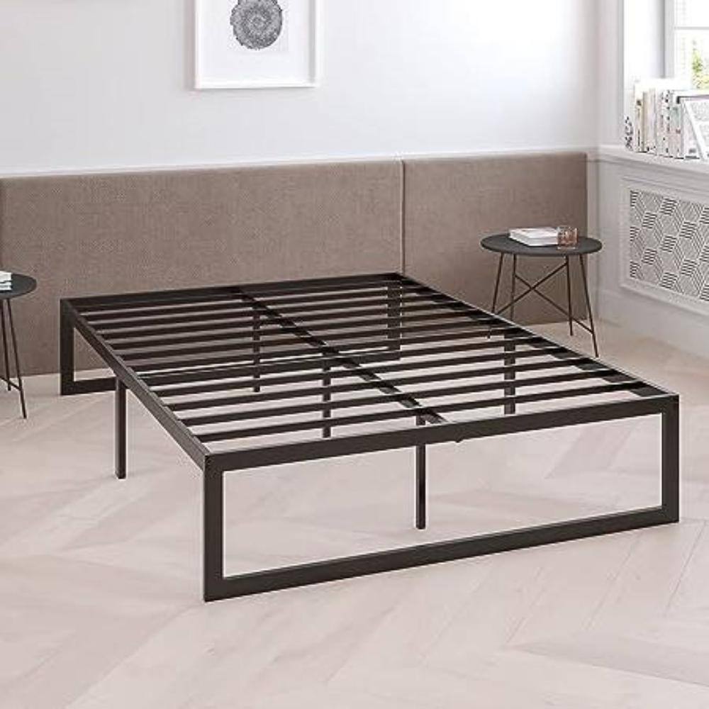 Left. Hivvago - Hivvago Twin Size 14 Inch Metal Steel Slat Platform Bed - Black.