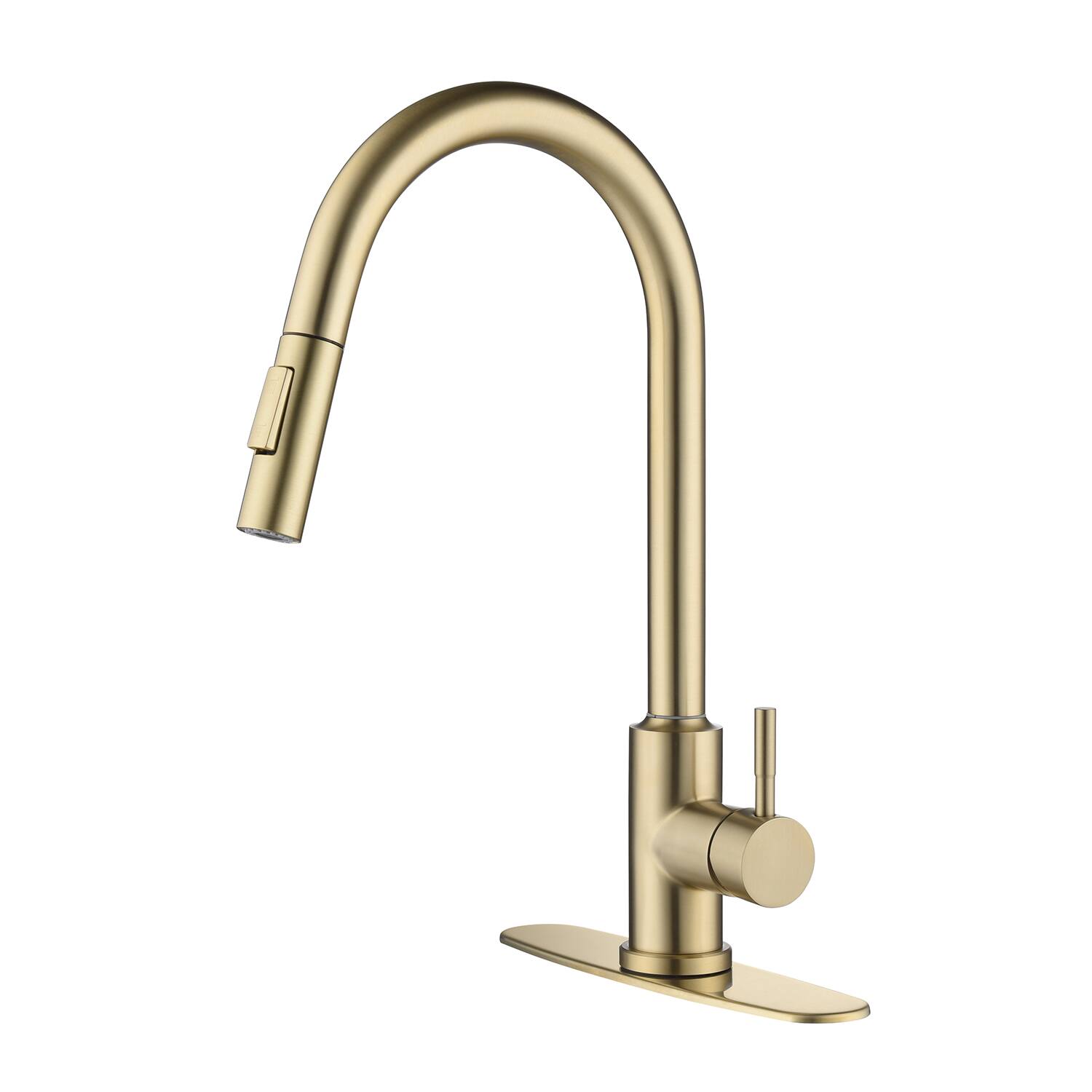 Left. Siljoy - Touch Kitchen Faucet with Pull Down Sprayer - Gold.