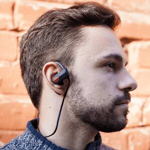 Alt View 2. TREBLAB - XR500 Bluetooth Running Headphones, IPX7 Waterproof, Noise Cancelling, Secure-Fit, Wireless Sport Earbuds with Mic - Black.