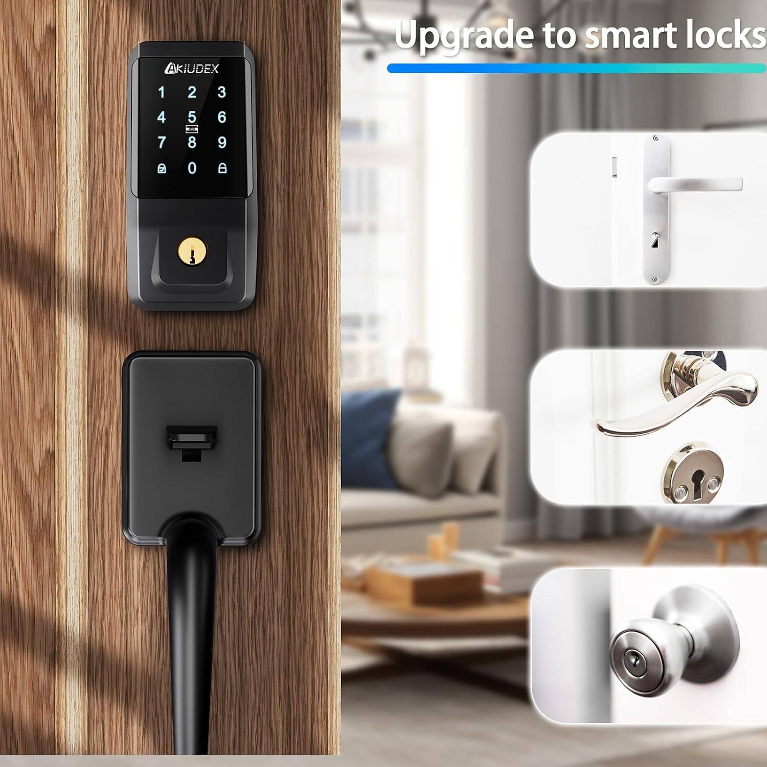 AKIUDX Upgrade to smart locks 1 2 3 4 5 6 7 8 9 0 ED