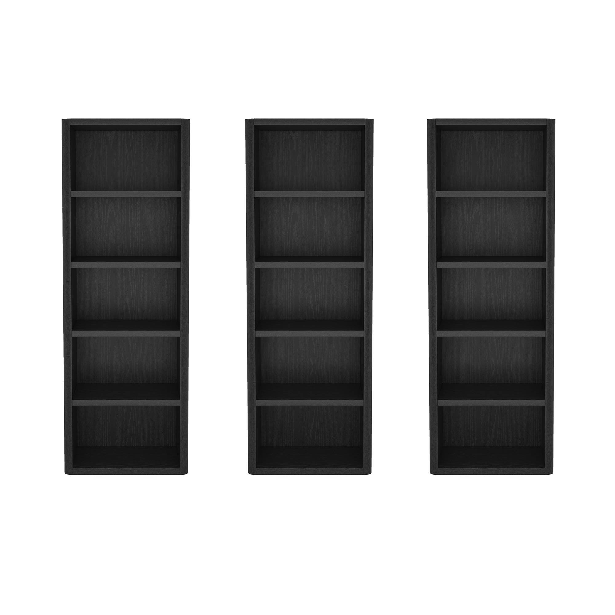 Front. Manhattan Comfort - Rivington Modern 28" Open Bookcase - Set of 3 - Black.