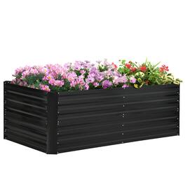 Outsunny - Raised Garden Bed, Steel Outdoor Planters with Reinforced Rods - Black