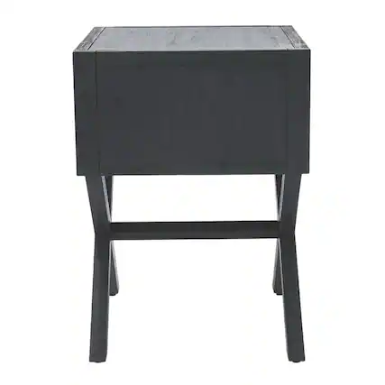 Front. Starlight Canyon Home - End Table with Drawer, Modern Distressed Accent Side Table for Living Room - Navy Blue.