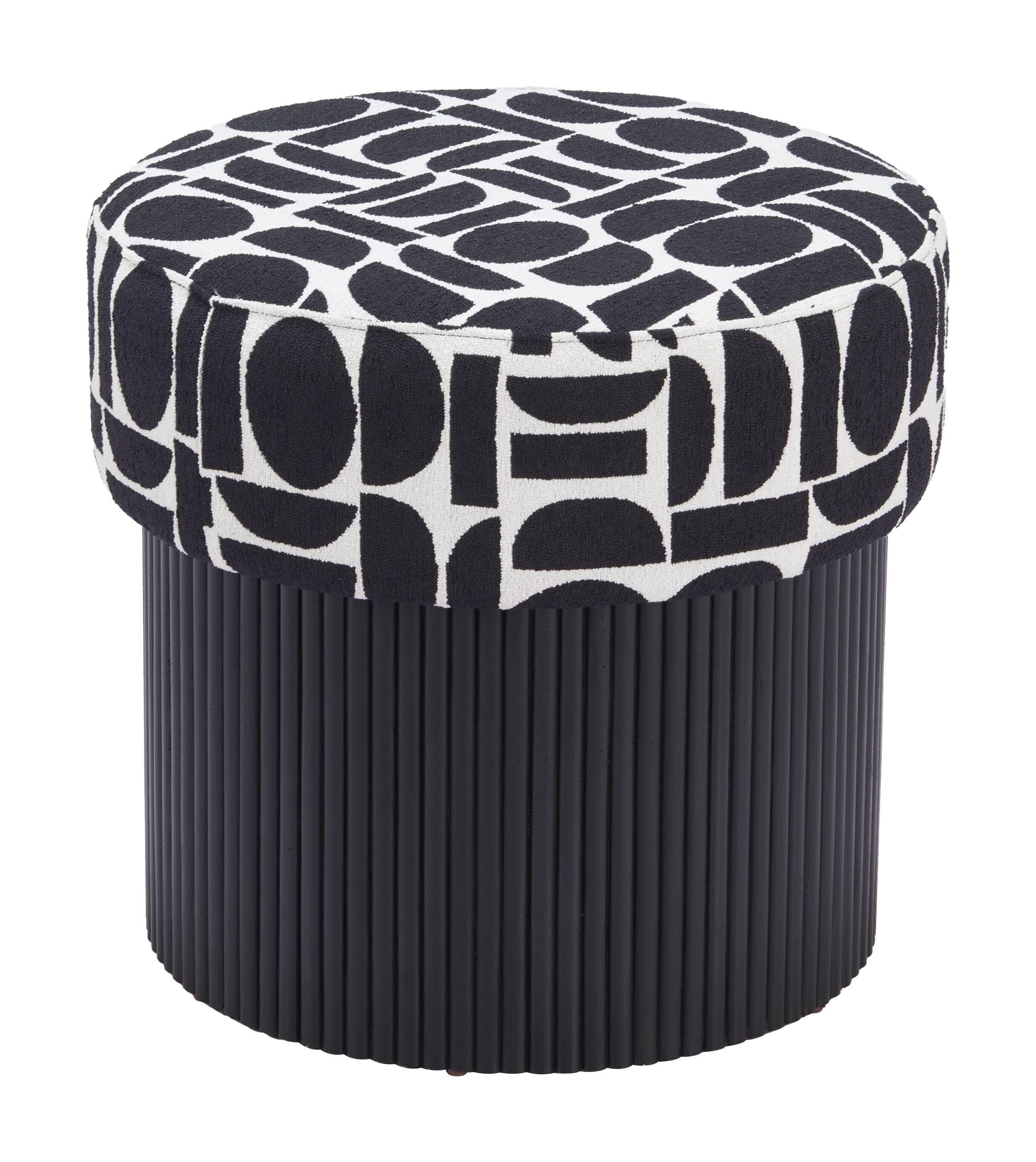 Alt View 1. Hivvago - Boto Storage Ottoman Black & White - Black & White.