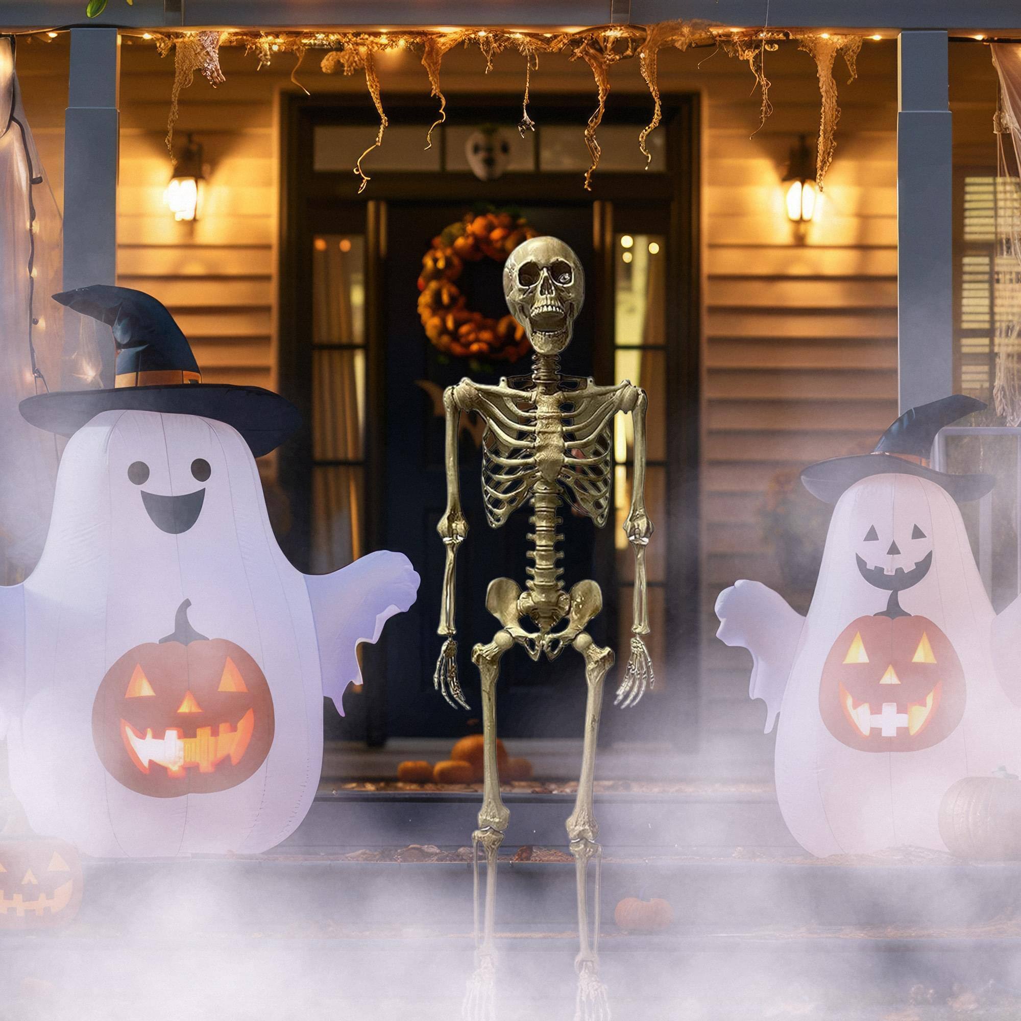 Alt View 10. Studio Halloween - Deluxe 5 Foot Poseable Skeleton Halloween Decoration - White.