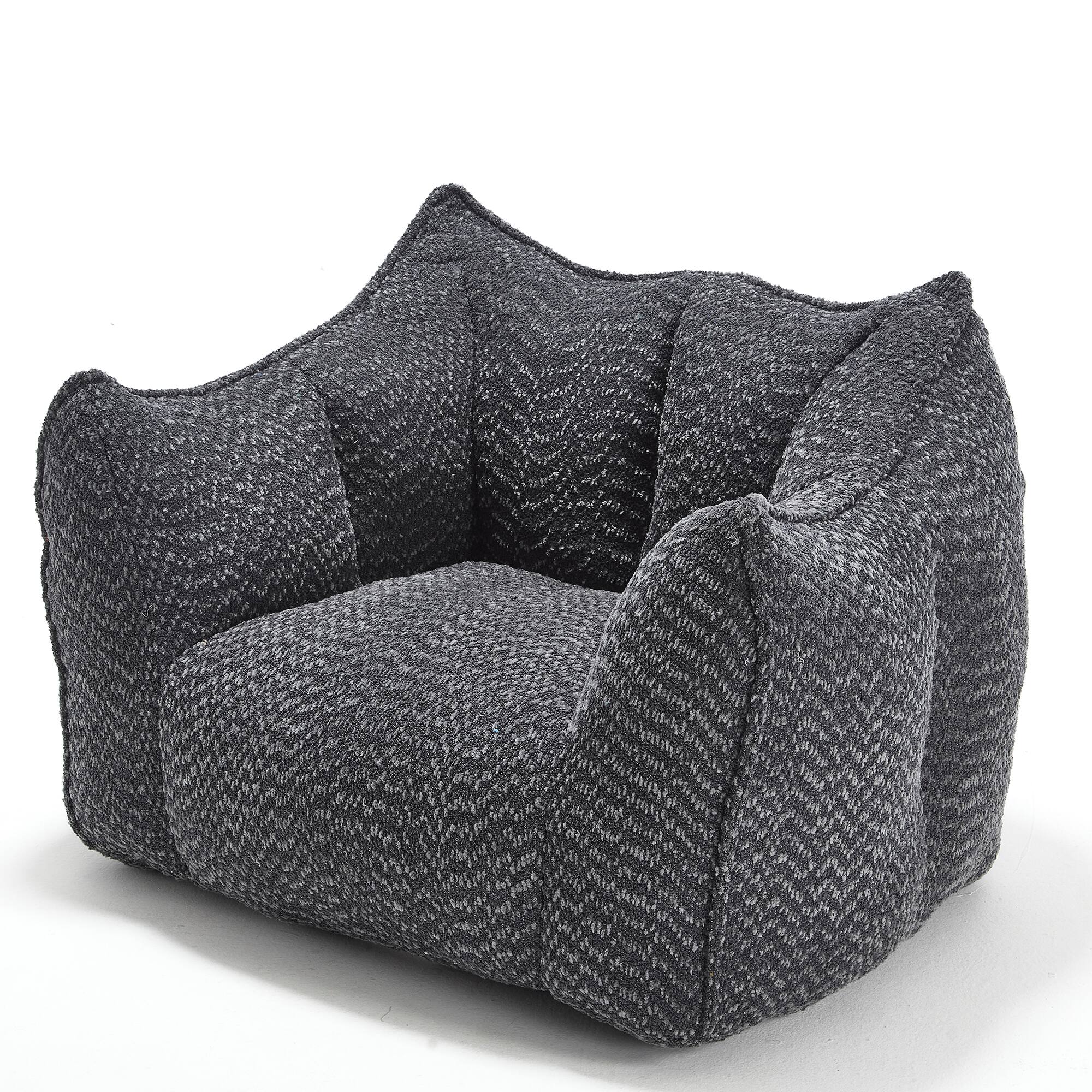 Alt View 6. GOODSILO - Premium Square Lazy Sofa Chair with High-Resilience Foam for Living Room and Bedroom Comfort - Black.