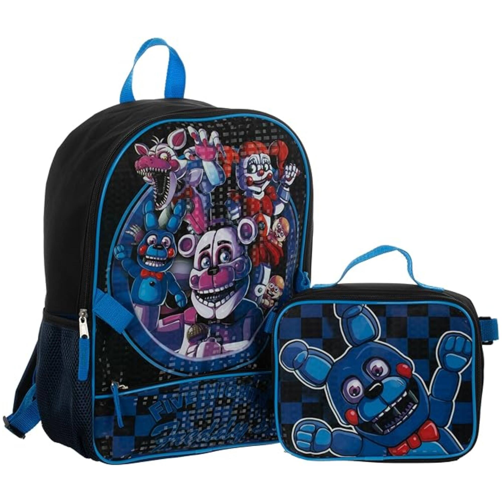 Alt View 1. Bioworld - Bioworld Five Nights at Freddys 16" Black and Blue Premium Backpack & Lunch Kit Set - Assorted Pre-Pack.